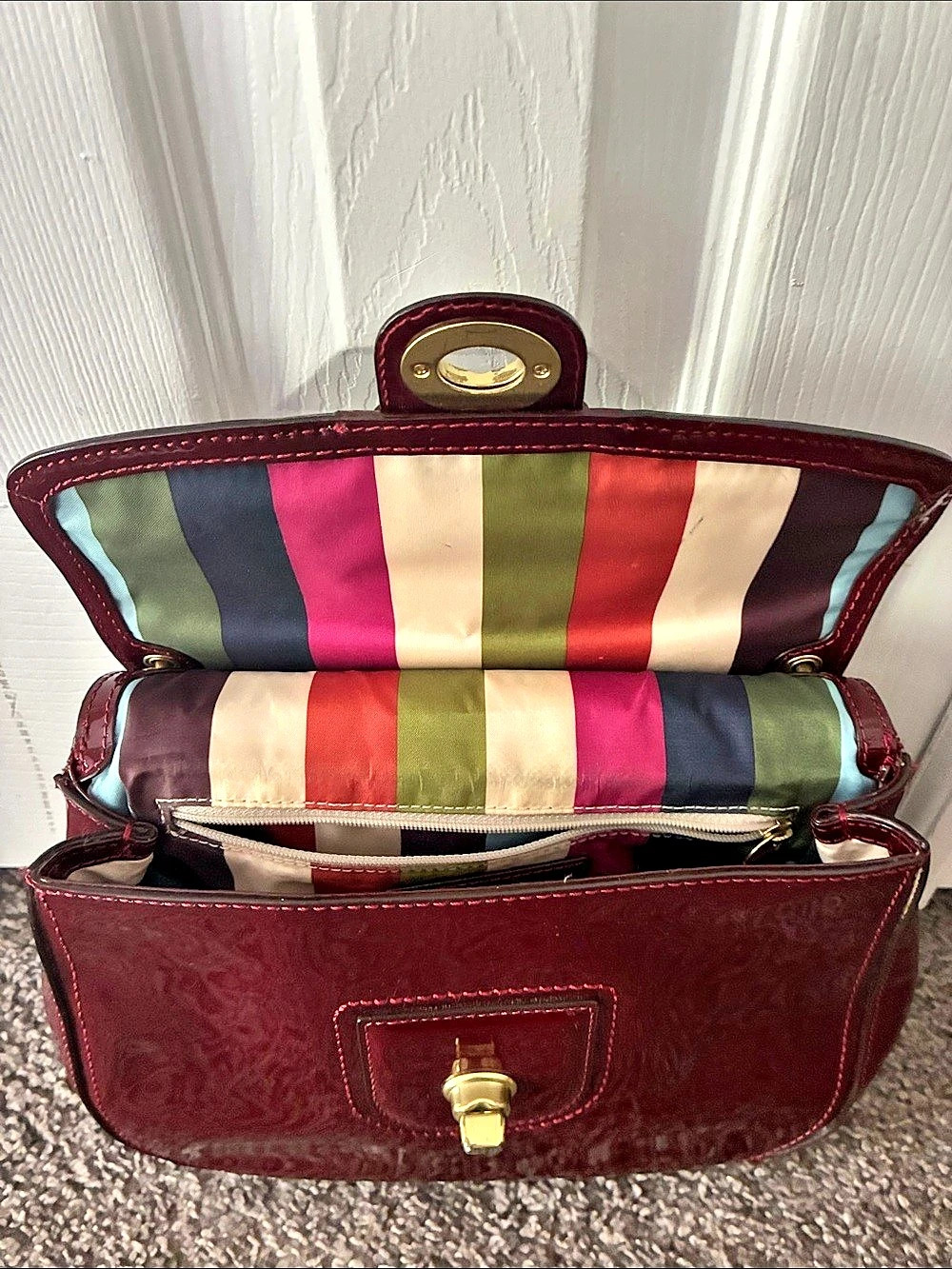 Coach Willis Patent Leather Burgundy Purse - Picture 4 of 9